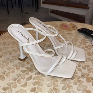 White strappy heels, worn once
